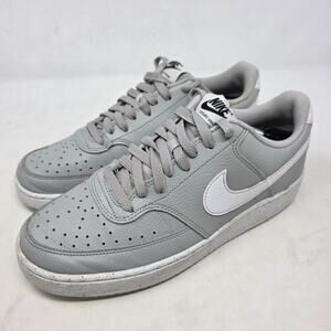 Nike Court Vision Low Gray White Leather Sneakers Mens Size 9 Casual